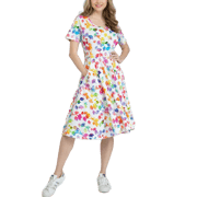 Rainbow Ginkgo Leaves Twirl Dress