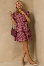 Just Went With It Light Mauve Geometric Print Cotton Mini Dress