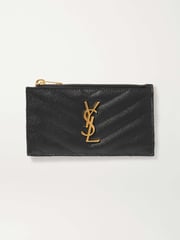 Monogramme small quilted textured-leather wallet - black - One Size