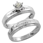 Sabrina Silver Sterling Silver 2-Piece Diamond Engagement Ring Set, w/ 0.08 Carat Brilliant Cut Diamonds, 3/16 in. (5mm) wide