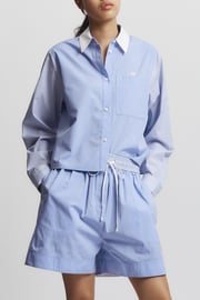 Dalton Blouse, Blue Mixed Shirting