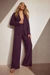 LTS Tall Purple Linen Pleated Wide Leg Trousers