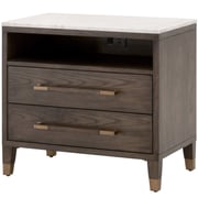 Aspen 2-Drawer Oak/Marble Nightstand with USB