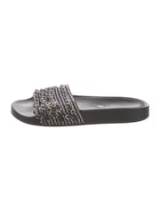Interlocking CC Logo Leather Slides