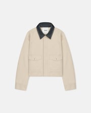 Nowell - Leather-Trimmed Denim Jacket - Beige/Black