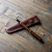Hand-Turned Rose Wood Fountain Pen + Personalized Pen Sleeve