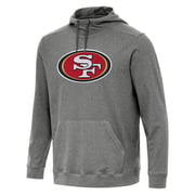 Men's Antigua Heather Black San Francisco 49ers Cloud Pullover Hoodie