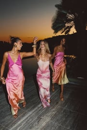 Amora Pink Floral Mesh Maxi Dress