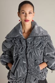 Ruched Collar Zip Jacket