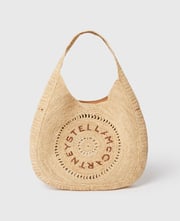Logo Raffia Slouchy Medium Tote Bag