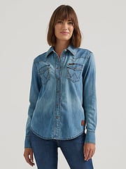 Wrangler x Buffalo Trace™ Women's Revival Shirt in Indigo
