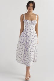Sleeveless backless printed dress