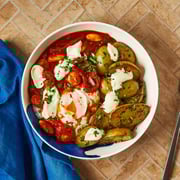 Spanish-Style Bean Shakshuka With Herby Potatoes & Garlic Aioli