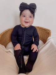 2-Way Ruffle Zip Footie, Black