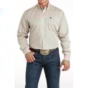Cinch Men's Tencel Cream Stripe Print Long Sleeve Shirt
