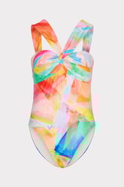 Betsy Watercolor Paint Stroke Bandeau One Piece