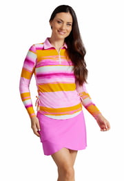 Amy Print Adjustable Length Long Sleeve Polo