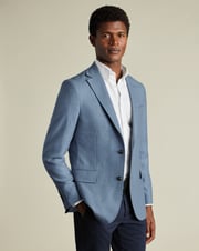 Wool Texture Twill Jacket - Airforce Blue