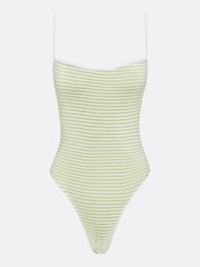 BALBOA THIN STRAP ONE PIECE - SAGE STRIPED