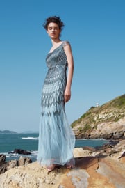 Geometric One-Shoulder Mermaid Evening Gown