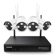 3MP 10-Channel Wireless Security Camera System, 8MP NVR, Audio Recording, IP66 Waterproof, Smart AI Human Detection, Work With Alexa (4xBullet camera and 8MP 10CH NVR)