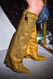 Crara Fold Over Rhinestone Boots - Gold