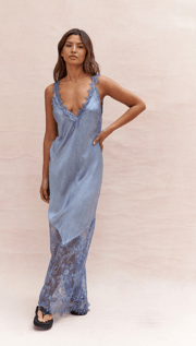 Solange Slip Dress - Washed Blue