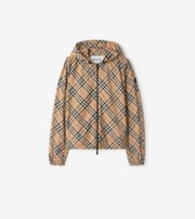 Check Hooded Jacket in Sand - Women, Nylon | Burberry® Official