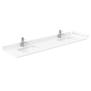 80" Double Countertop - White Cultured Marble with Undermount Square Sinks - Includes Backsplash and Sidesplash
