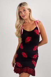 Play The Game Black Football Knit Mini Dress