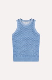 Cotton Cashmere Plaited Mesh Crew Tank