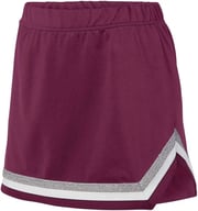 Augusta 9146 Girls Pike Skirt - Maroon White Metallic Silver