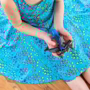 "Summer School" Rainbows of Fish Sleeveless Play Dress with Pockets