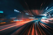 High Speed Motion Blur driving through a tunnel at night Futuristic...
