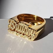 Gold Plated Custom Heart Carved Name Ring