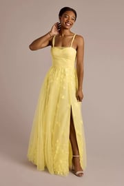 Convertible Strap Tulle Ball Gown with 3D Flowers