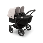 Bugaboo Donkey 5 Twin bassinet and seat stroller black base, midnight black fabrics, misty white sun canopy