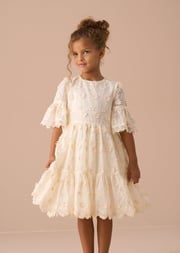 Delphine Cream Embellished Swing Dress