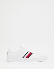 Leather Signature Tape Court Trainers