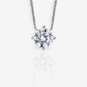 Four-Prong Round Solitaire Lab Grown-Grown Stationary Diamond Pendant 14kt White Gold
