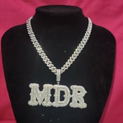 Custom Big Baguette Letter Pendant with Cuban Chain,Custom Name Necklace sold by Louisa | SKU 40834008 | Printerval
