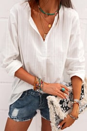 Nayeli Striped Half-Button Placket Blouse