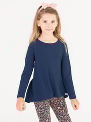 Waffle Knit Long Sleeve Bow Back Top