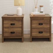 GFW Boston 2 Drawer Knotty Oak Bedside Table Set of 2 | Wilko