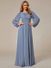 ever CELESTE|Chiffon Long Sleeve A-Line Round Neckline Formal Dress