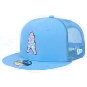 Men's New Era Light Blue Houston Oilers Throwback Main Trucker 9FIFTY Snapback Hat