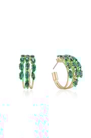 Multi-Crystal Huggie Hoop Earrings