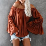 Sexy Off Shoulder Flare Long Sleeve Boho Top