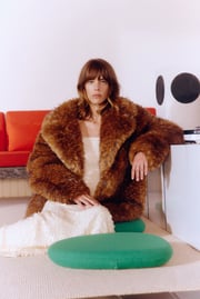 Knox Vegan Fur Coat In Tawny