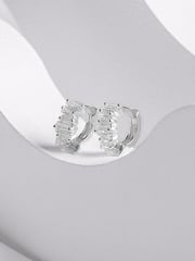 Jagged Baguette Silver 8mm Baby Huggie Earrings